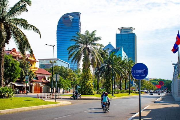 Une belle vue panoramique sur la ville de Phnom Penh au Cambodge