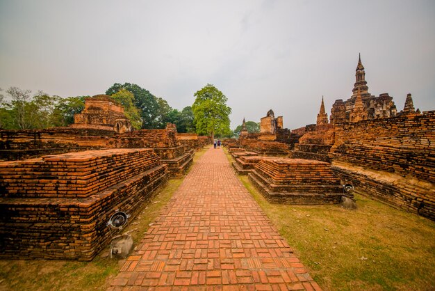 Une belle vue sur le parc historique de Sukhothai situé en Thaïlande