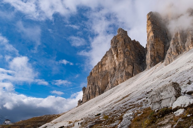 Belle vue sur le paysage au Rifugio Auronzo Dolomite Italie.