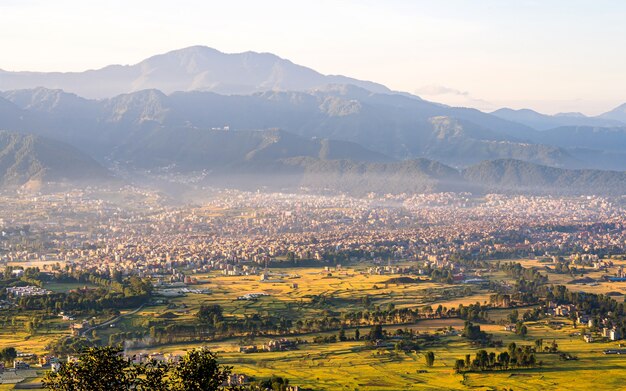 Belle vue paysage de rizières à Katmandou Népal