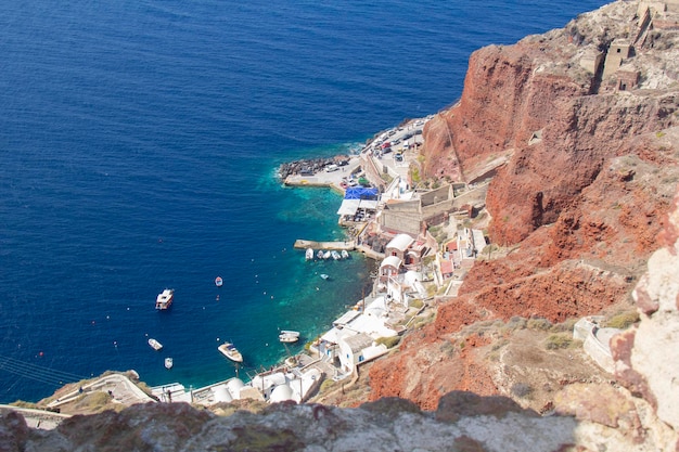 Belle vue sur le paysage Santorin ou la célèbre île d'oia en Grèce.