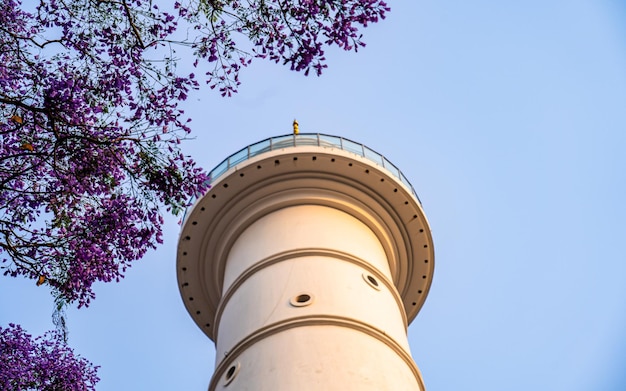 belle vue sur le paysage de la tour de dharahara pendant la saison du printemps à Katmandou Népal