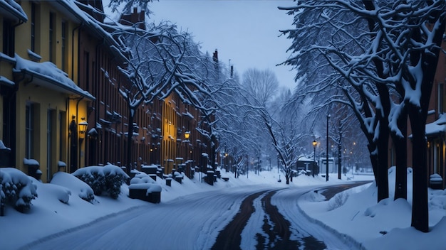 Belle vue sur les rues en hiver