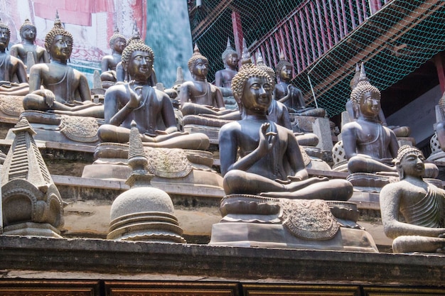 Belle vue sur les statues de Bouddha Temple Gangaramaya à Colombo Sri Lanka