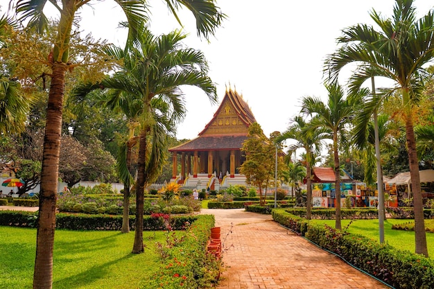 Une Belle Vue Sur Le Temple Wat Phra Kaew Situé à Vientiane Au Laos