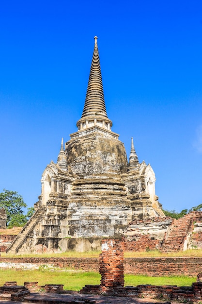 Une belle vue sur le temple Wat Phra Si Sanphet situé à Ayutthaya en Thaïlande