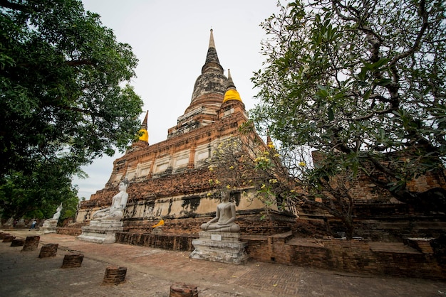 Une belle vue sur le temple Wat Yai Chai Mongkhol à Ayutthaya en Thaïlande