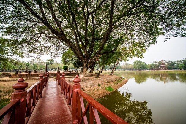 Une belle vue sur les temples de Sukhothai en Thaïlande