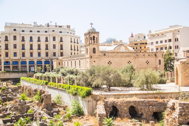 Belle vue sur les thermes romains à côté du Grand Palais à Beyrouth, Liban