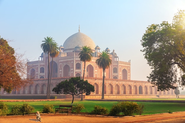 Photo belle vue sur le tombeau de humayun, dehli, inde.