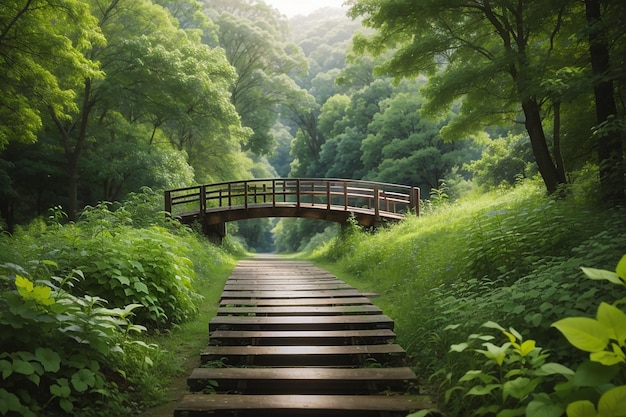 Belle vue sur la verdure et un pont dans la forêt parfait pour l'arrière-plan