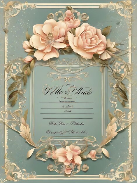 Photo de belles cartes de vœux d'invitation de mariage de style vintage élégant pour le web