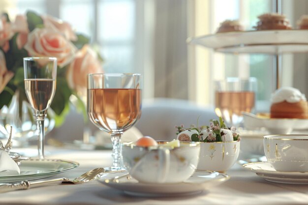 Belles cérémonies du thé de l'après-midi dans un élégant setti