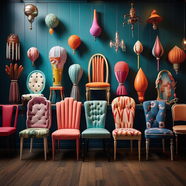 Photo de belles chaises colorées et des meubles de conception