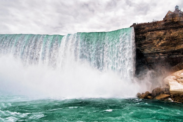 Belles chutes du Niagara du côté américain. Une vue sur les chutes américaines et les chutes du voile de la mariée