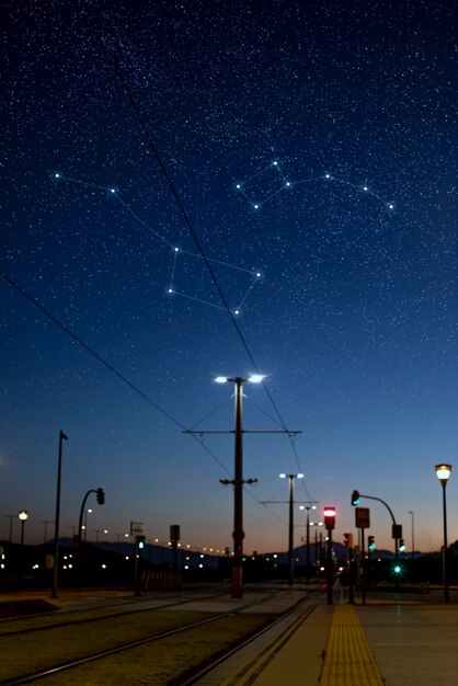 Photo belles constellations sur le ciel étoilé