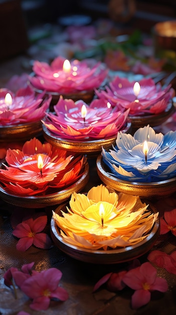 De belles diyas de Diwali avec du papier peint uhd cadeau