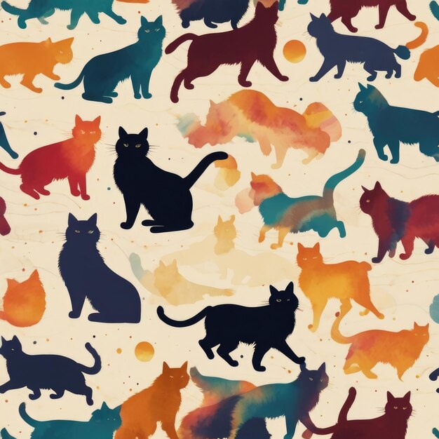 de belles et fantastiques silhouettes d'ondes gravitationnelles de chats colorés