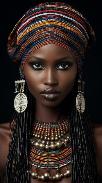 Belles femmes oromo éthiopiennes or noir rouge blanc perles sur son front
