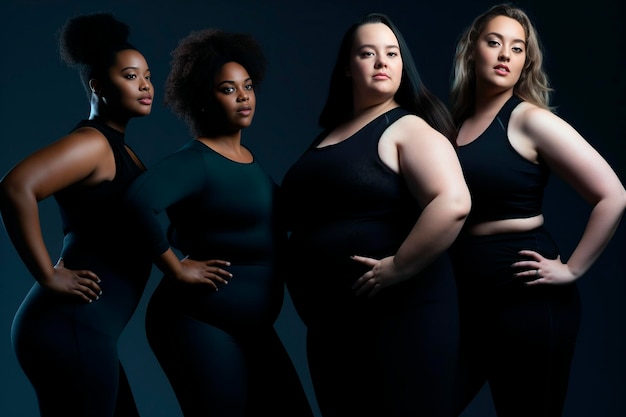 Belles femmes de taille plus de différentes ethnies posant