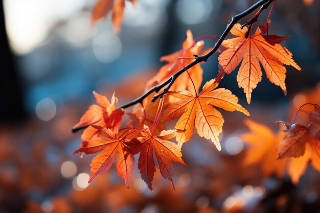 Belles feuilles d'érable en journée ensoleillée d'automne