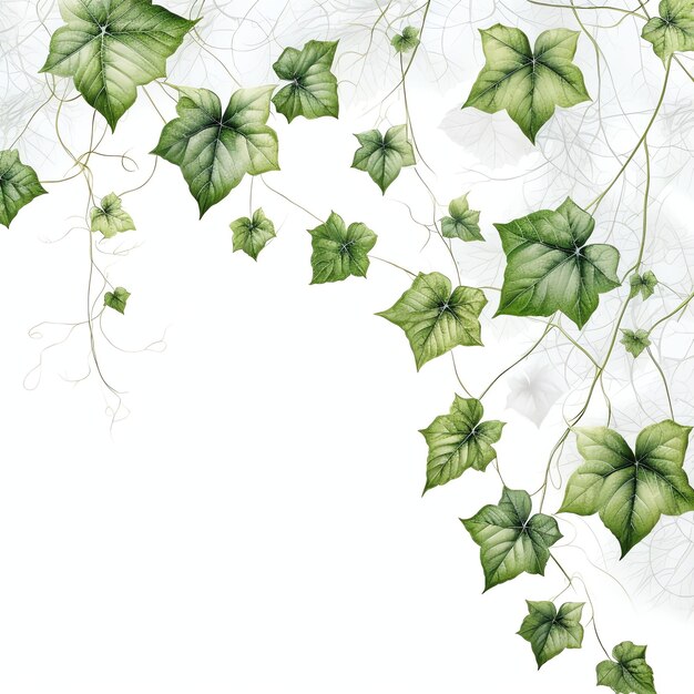 belles feuilles de lierre avec une illustration clipart aquarelle texture dentelle