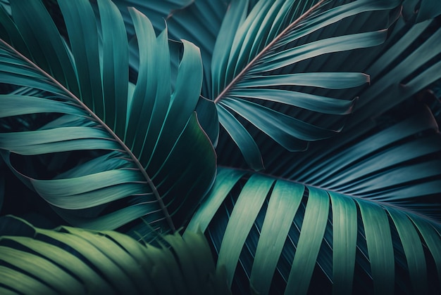 Belles feuilles de palmier fond IA générative