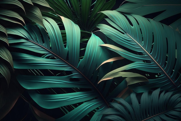Belles feuilles de palmier fond IA générative