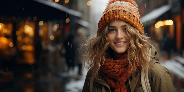 de belles filles sur un fond d'hiver IA générative