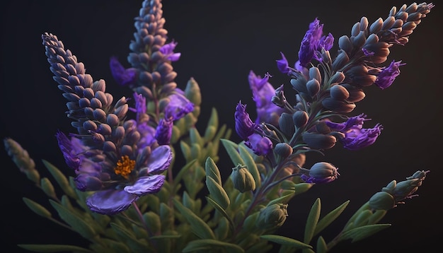 Belles fleurs bleues de lavandula angustifolia Créé par Midjourney