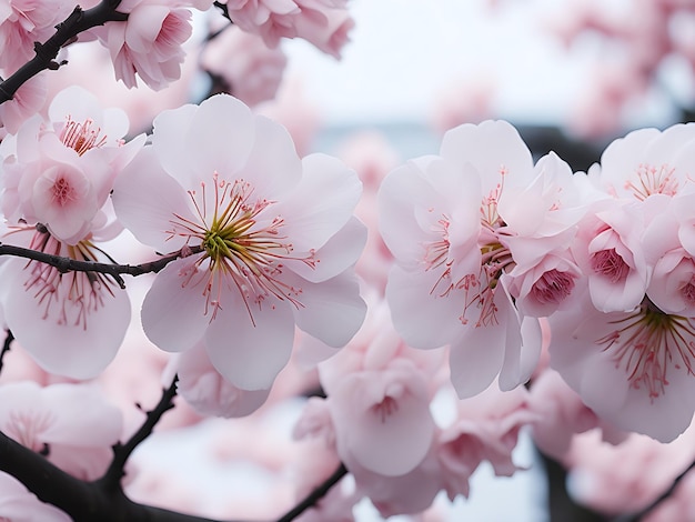 Belles fleurs de cerisier rêveuses comme bordure naturelle générée par Ai