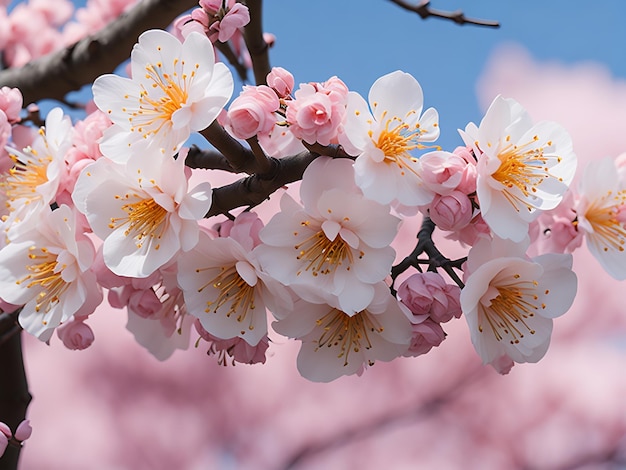 Belles fleurs de cerisier rêveuses comme bordure naturelle générée par Ai