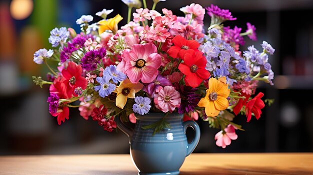 de belles fleurs colorées dans le vase image créative photographique en haute définition