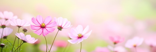 Belles fleurs de cosmos en fleurs sur fond flou