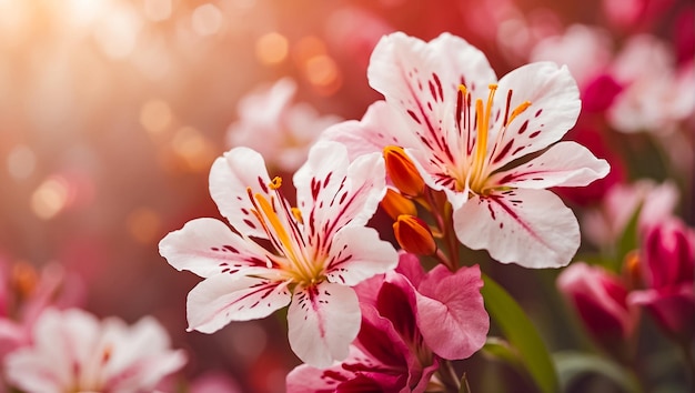 De belles fleurs d'été dans une prairie en gros plan à l'arrière-plan