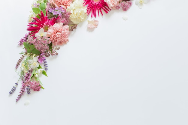 Photo belles fleurs d'été sur fond blanc