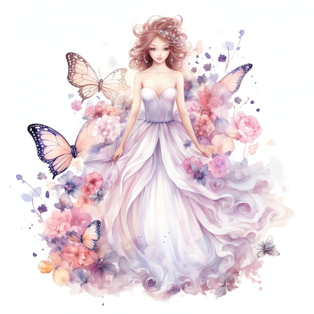 de belles fleurs de fées à l'aquarelle fantaisie conte de fées clipart illustration