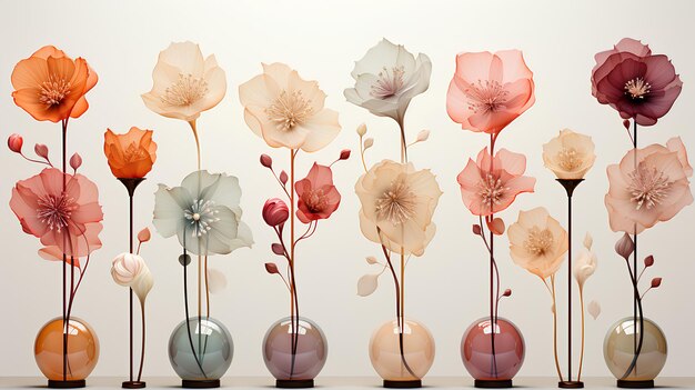 Belles fleurs florales avec cadre et images de fond de fleurs colorées
