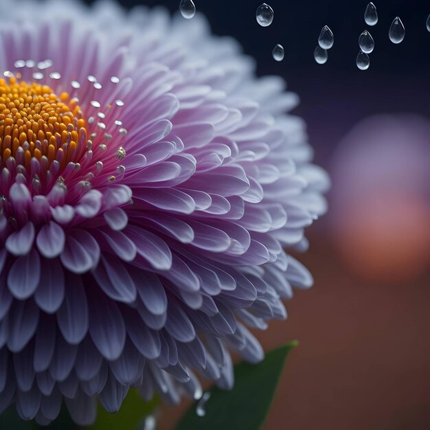 de belles fleurs avec des gouttes d'eau de rosée sur leur surface