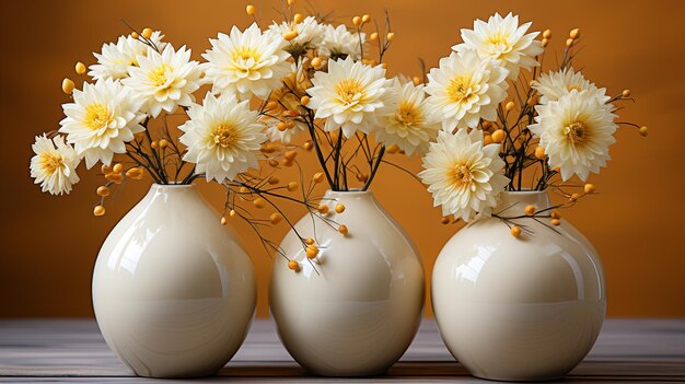 Photo de belles fleurs jaunes sur un fond gris