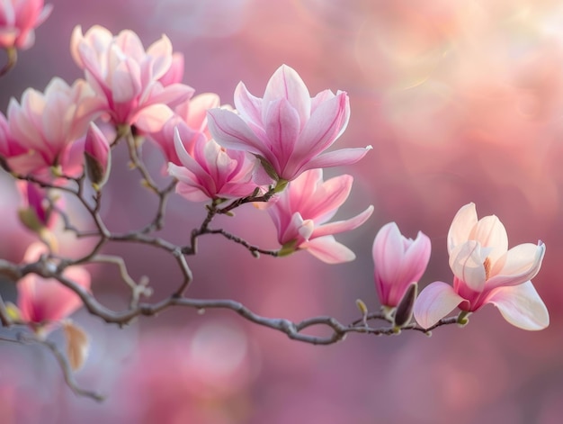 De belles fleurs de magnolia au printemps