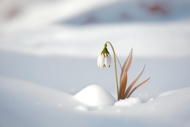 Belles fleurs de perce-neige en fleurs sous la neige Conception pour cartes postales, affiches et papier peint