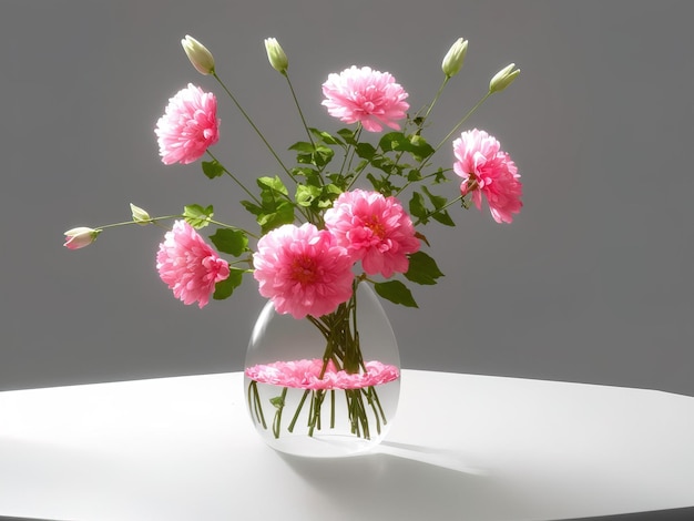 belles fleurs de pivoine rose dans un bocal en verre sur fond blanc