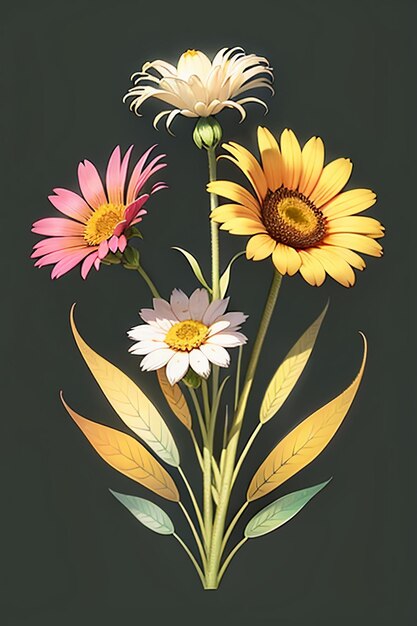 Belles fleurs en pot gros plan fond simple affiche couverture papier peint design publicitaire