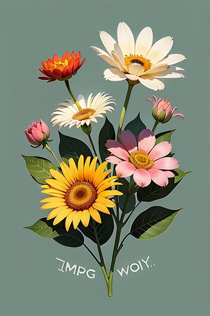 Belles fleurs en pot gros plan fond simple affiche couverture papier peint design publicitaire