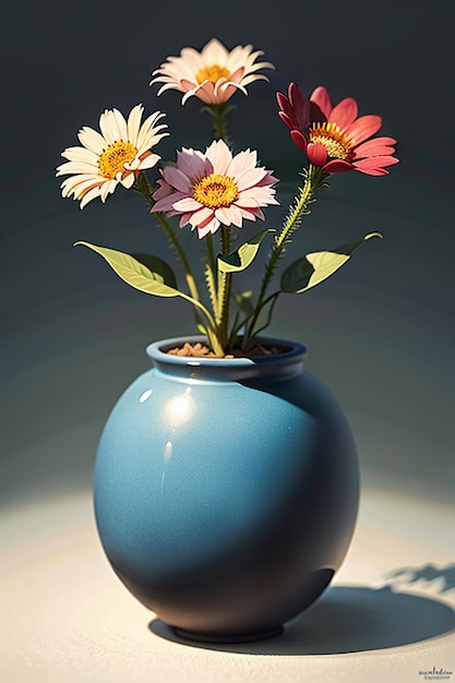 Belles fleurs en pot gros plan fond simple affiche couverture papier peint design publicitaire