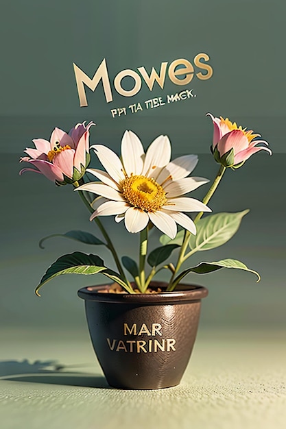 De belles fleurs en pot en gros plan, fond simple, couverture d'affiche, papier peint, conception publicitaire