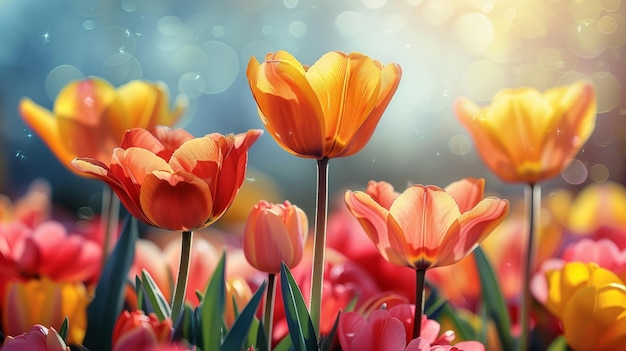 De belles fleurs de printemps au soleil