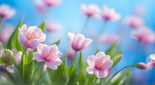 De belles fleurs de printemps sur un fond flou