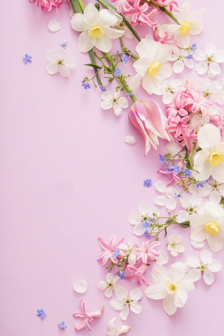 Photo belles fleurs de printemps sur fond de papier
